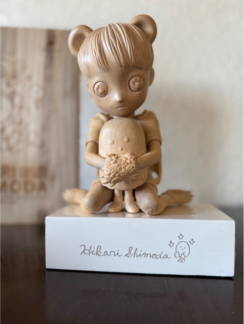 Hikari Shimoda Lonely Hero & Obake Birch Wood Sculpture LtdEd 102/118 COA Signed